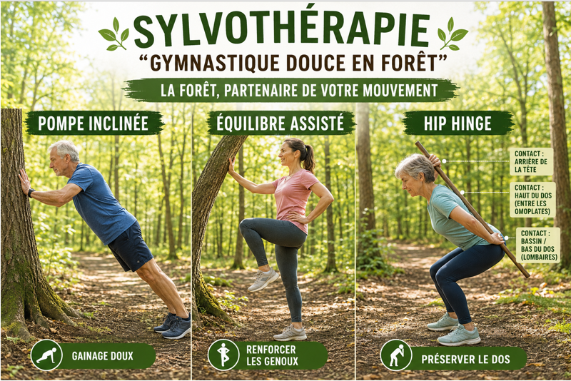 gymnastique douce en forêt